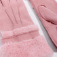 Nevada Blush Faux Suede Gloves with Faux Fur Trim