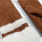 Nevada Camel Faux Sided Gloves with Faux Fur Trim