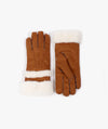 Nevada Camel Faux Sided Gloves with Faux Fur Trim