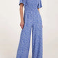Sam Wide Leg  Blue Floral Print Jumpsuit