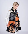 Eden Black and Orange Oversized Floral Print Scarf