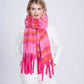 Petra Pink Fringed Stripe Blanket Scarf