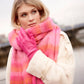Petra Pink Fringed Stripe Blanket Scarf