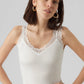 Rosa Vest Lace Trim White