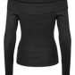 Willow Ribbed Off The Shoulder Long Sleeve Jumper Black
