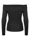 Willow Ribbed Off The Shoulder Long Sleeve Jumper Black