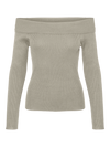 Willow Ribbed Off The Shoulder Long Sleeve Jumper Stone