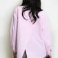 Envy Striped Shirt Overlapping Back Pink