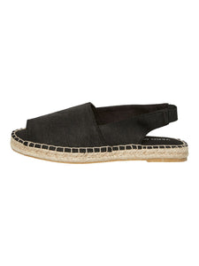 Kara Black Flat Espadrille Sandals