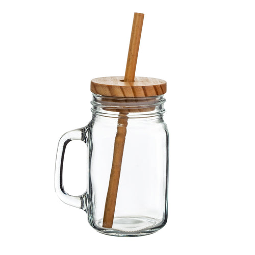 Glass Mason Jar and Bamboo Straw