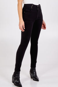Lotte Black High Waisted Stretch Jeans Trousers