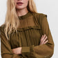 Eanna Long Sleeve Chiffon Dress Olive.