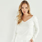 Rosana Cream V Neck Jumper with Lace Back
