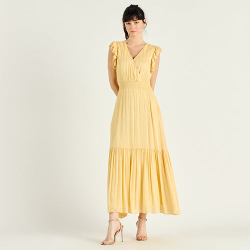ONLINE ONLY Robe Paulo Yellow Wrap Midi Dress