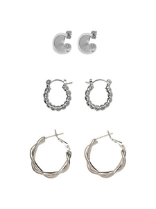 3 Pack of Silver Hoop Earrings