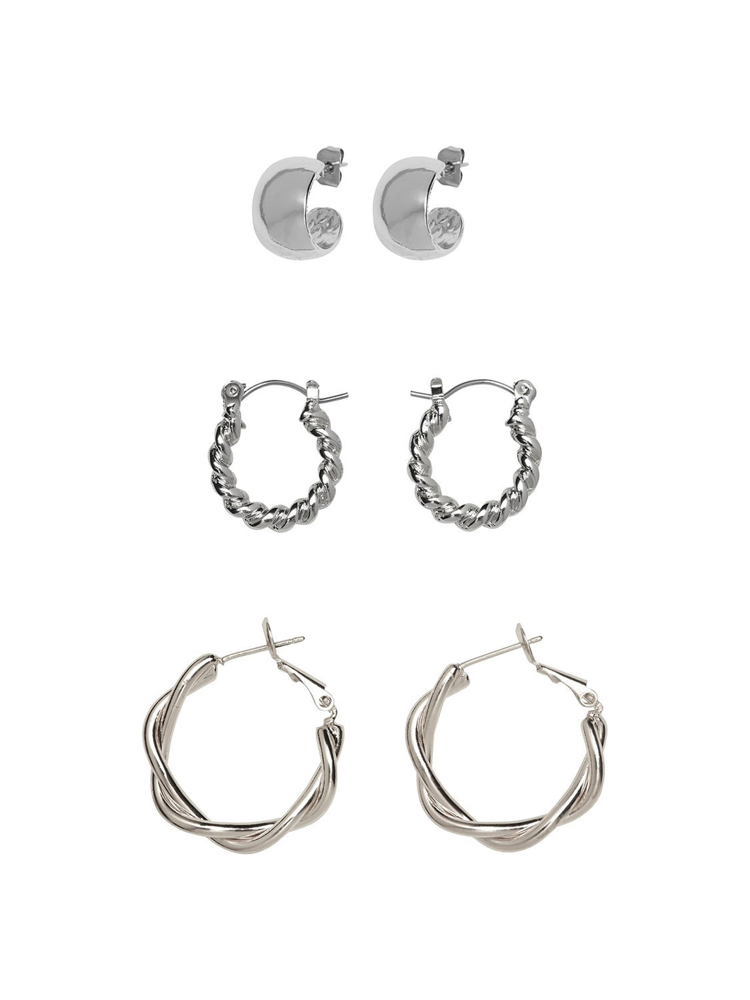 3 Pack of Silver Hoop Earrings