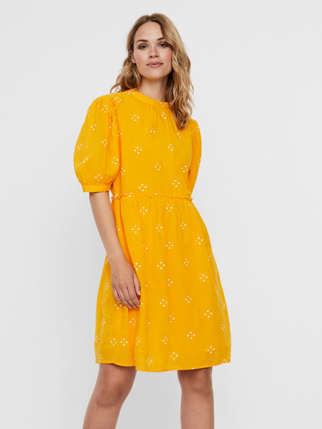 Asta Puff Sleeve Dress - Safron Yellow ONLINE ONLY