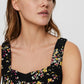Mila Vest Top Floral Black