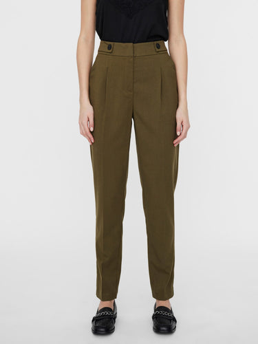 Vigga High Waisted Olive Trousers