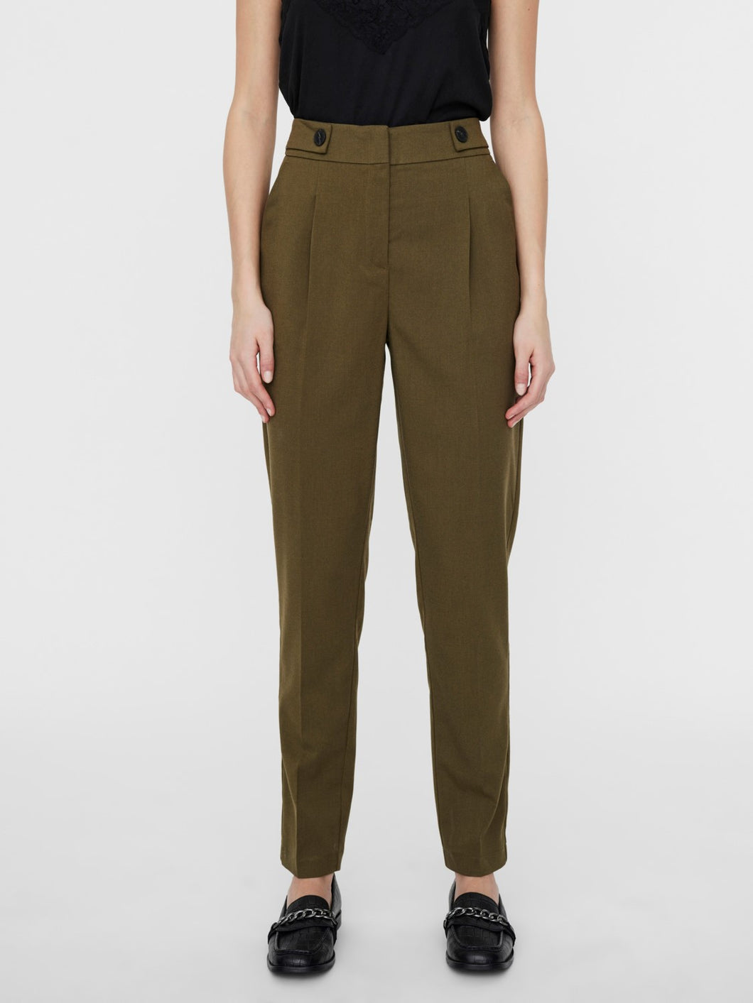 Vigga High Waisted Olive Trousers